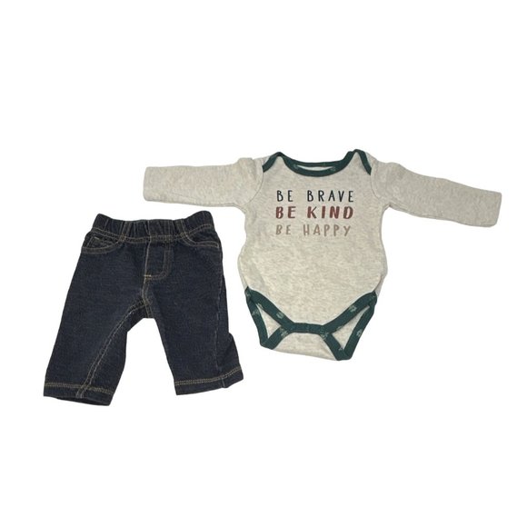 Baby‎ Boy's - 1 Blue Jumpsuit, 1 Blue Jeans, 1 Cream Body Suit - Sizes 3 & 3-6 M - Picture 4 of 9